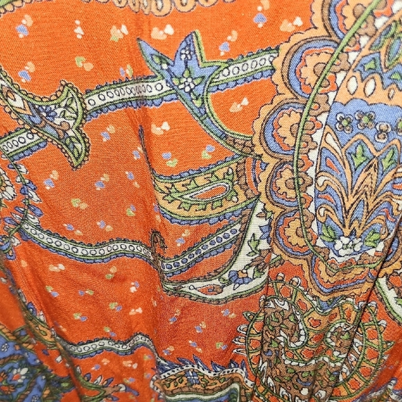 Angie Orange Blue 3/4 Sleeve One Piece ROMPER With Pockets - Picture 4 of 4